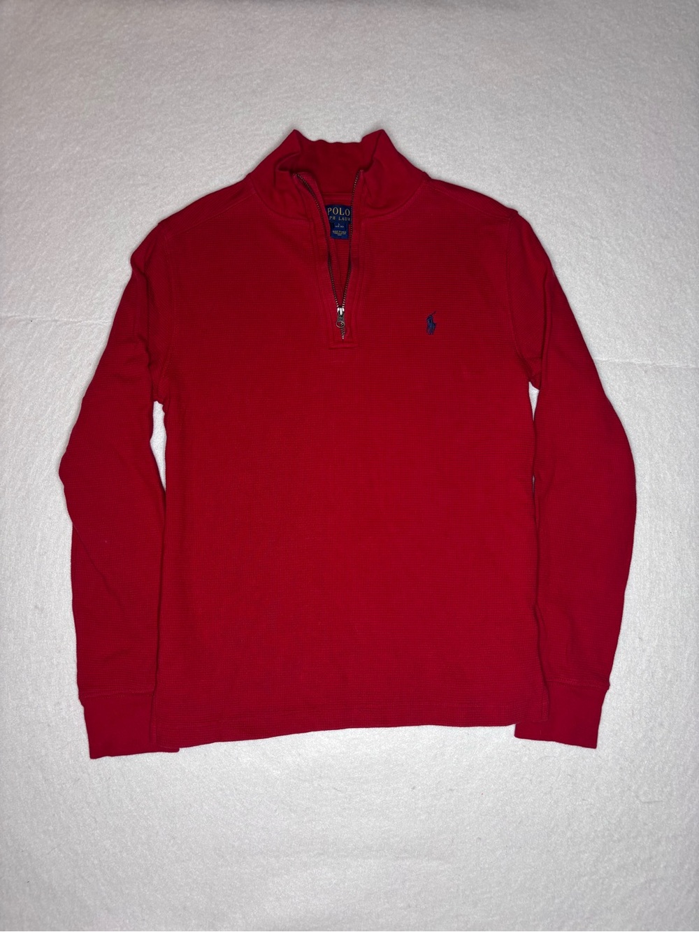 Polo by Ralph Lauren Kid’s Red Quarter-Zip Pullover Sweater Size Large (14-16)